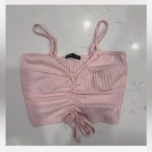 SHEIN Pink Ruched Crop Top
